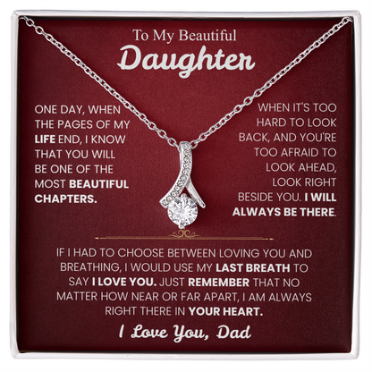 To My Daughter Necklace with Heart Melting Massage Card.