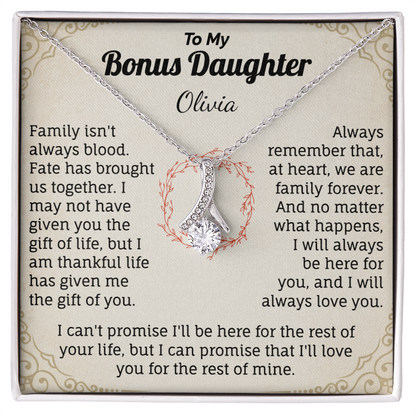 To My Bonus Daughter Personalized Name Necklace.
