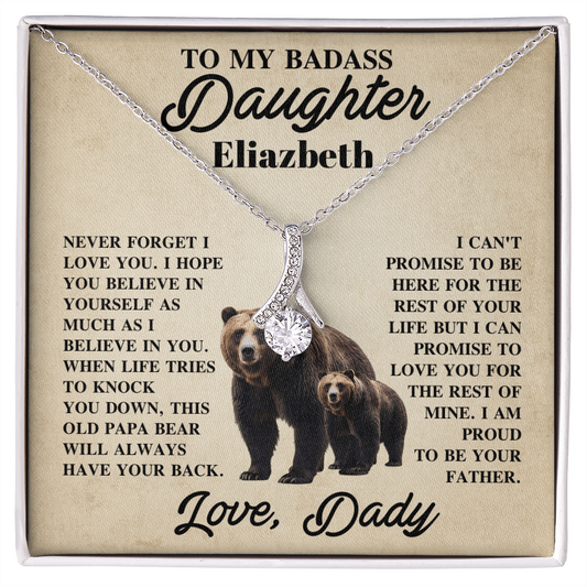 To My Badass Daughter Personalized Name Necklace.