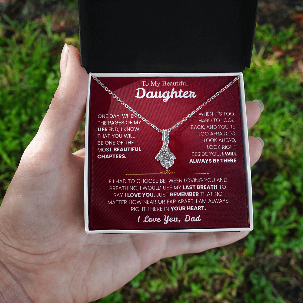 To My Daughter Necklace with Heart Melting Massage Card.