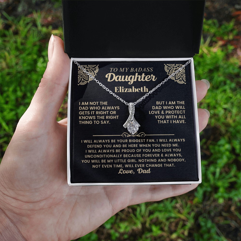 To My Badass Daughter Personalized Name Necklace.