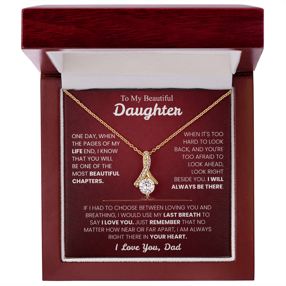 To My Daughter Necklace with Heart Melting Massage Card.