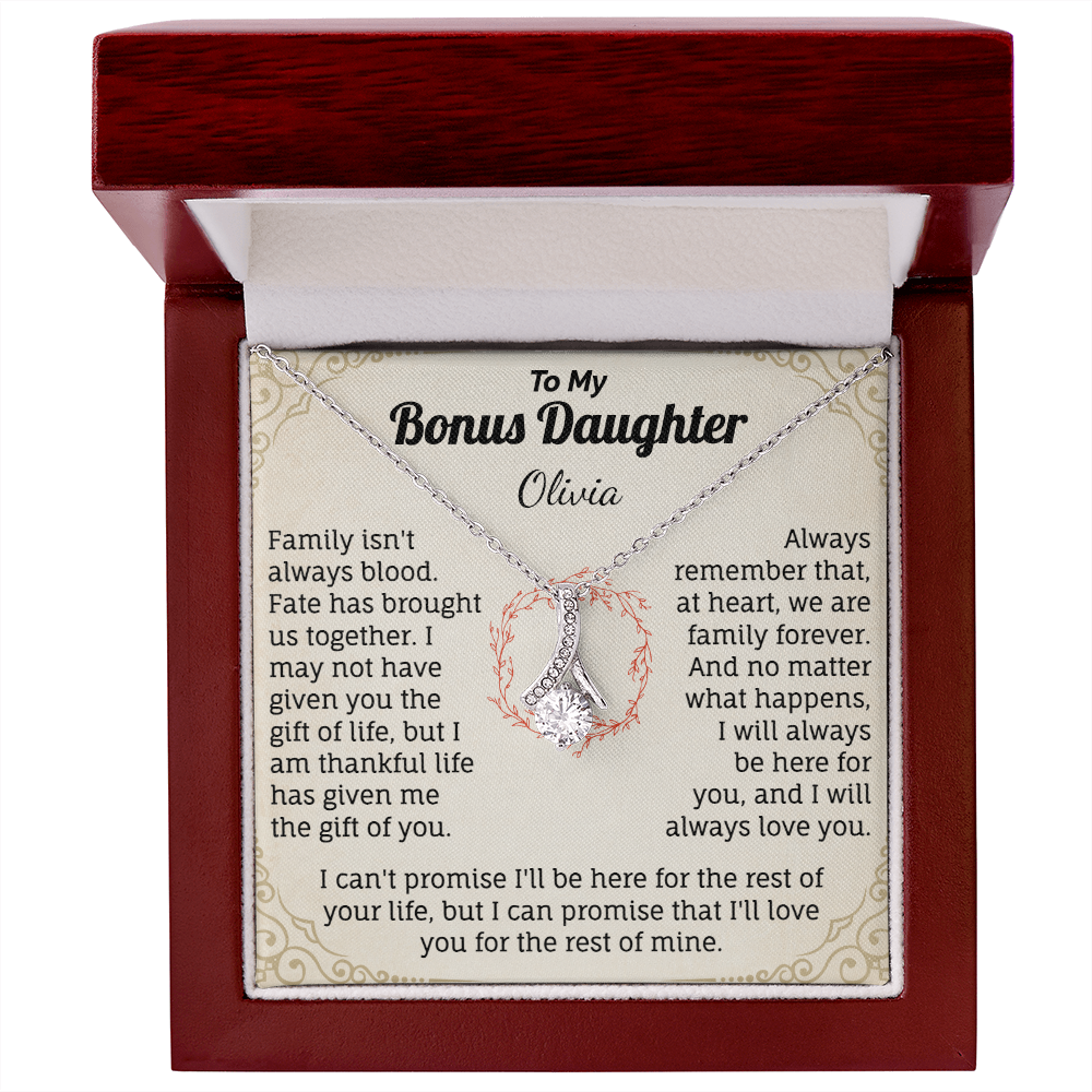 To My Bonus Daughter Personalized Name Necklace.