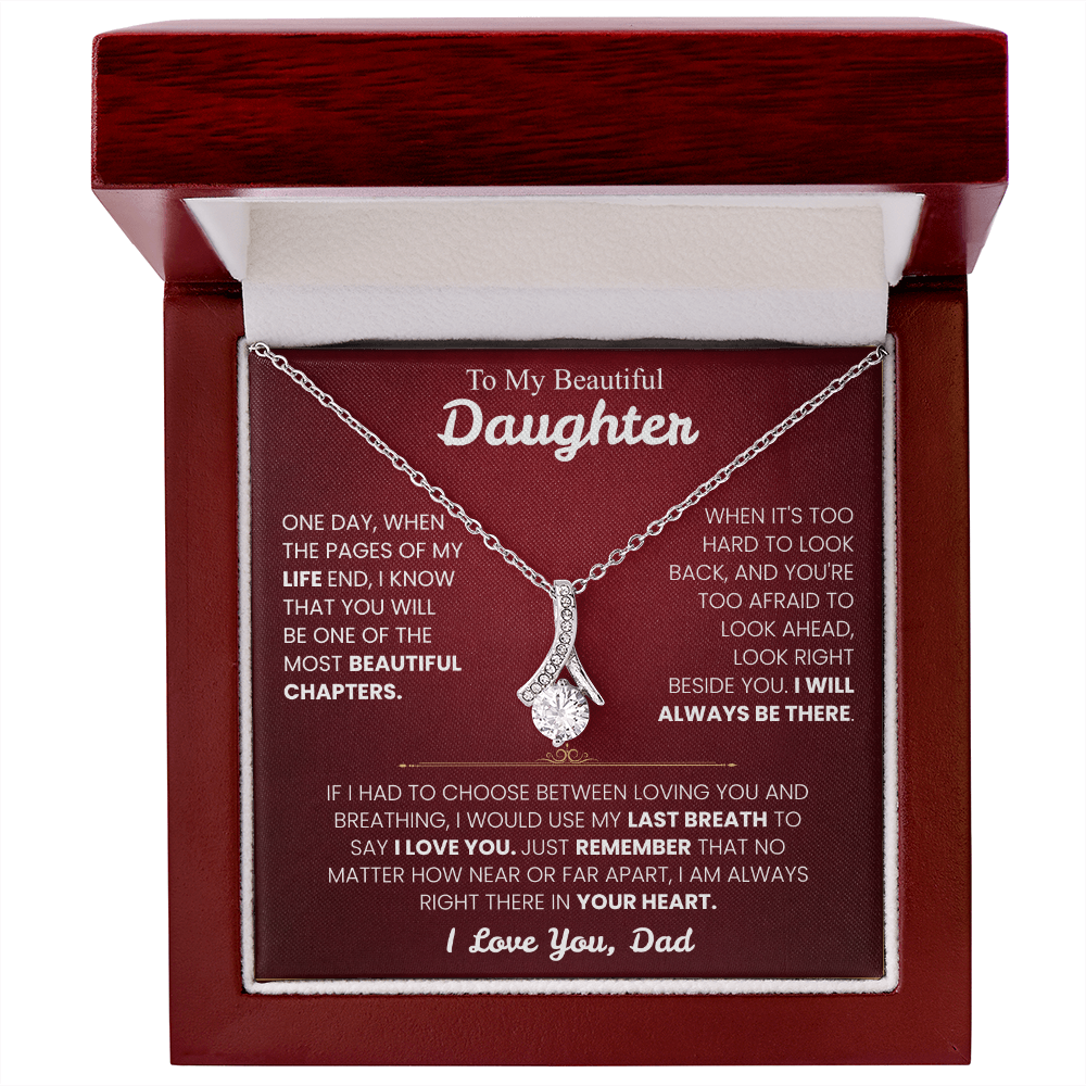 To My Daughter Necklace with Heart Melting Massage Card.