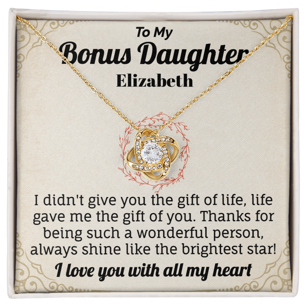 To My Bonus Daughter I Love You With All My Heart Personalized Necklace.