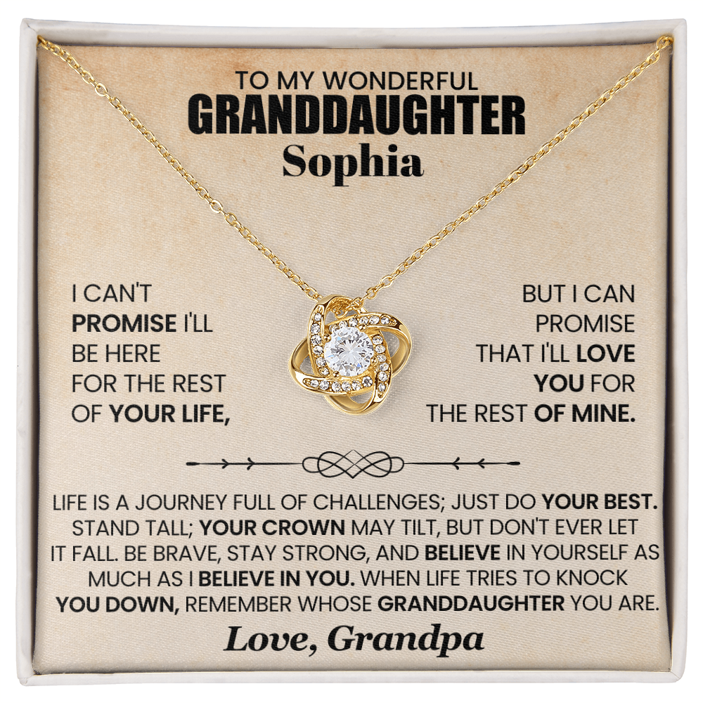 To My Wonderful Granddaughter Personalized Necklace.