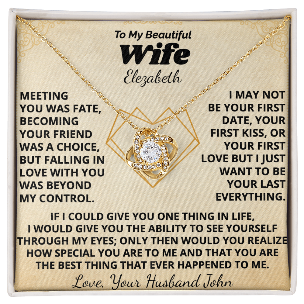 To My Beautiful Wife Personalized Name and Signature Necklace.
