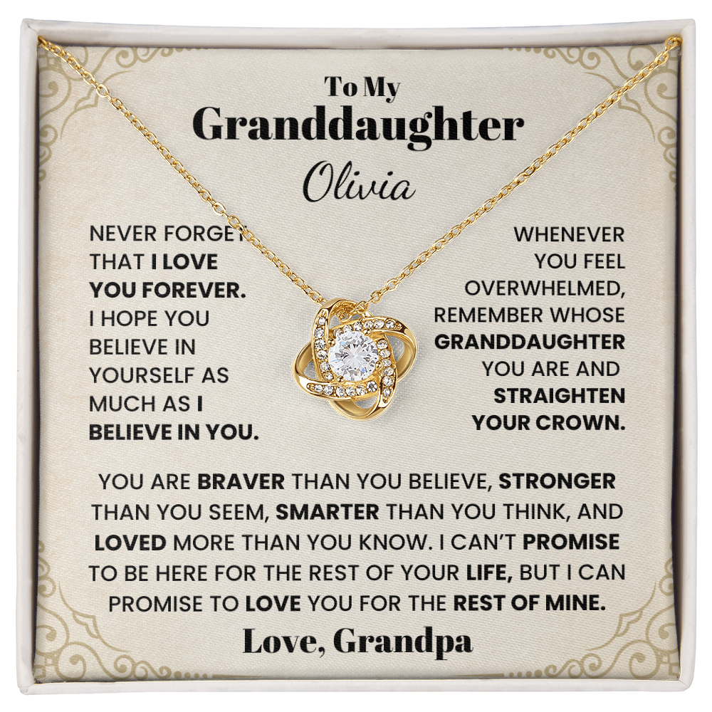 To My Granddaughter Personalized Name Necklace From Grandpa.