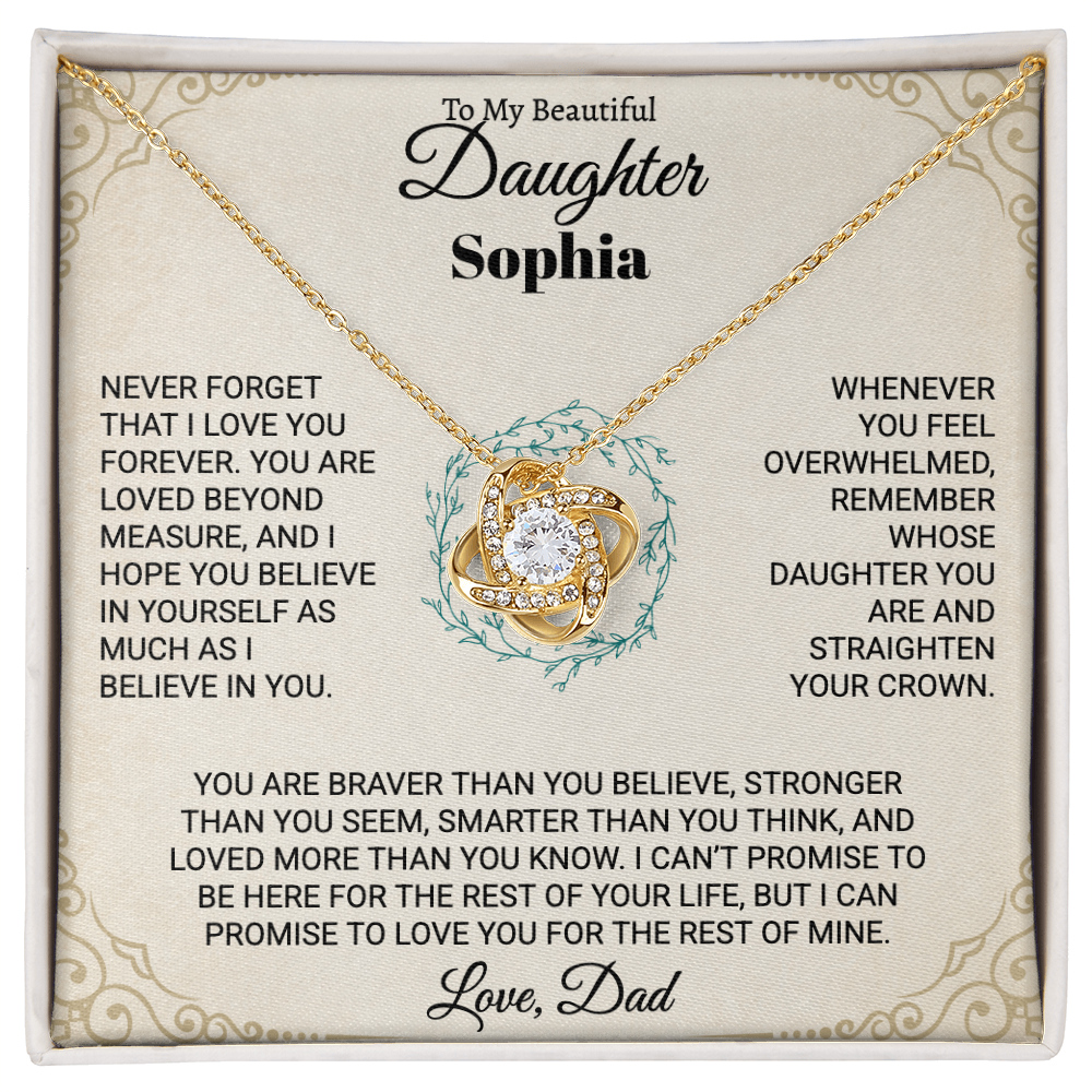 To My Beautiful Daughter Personalized Name Necklace Set.