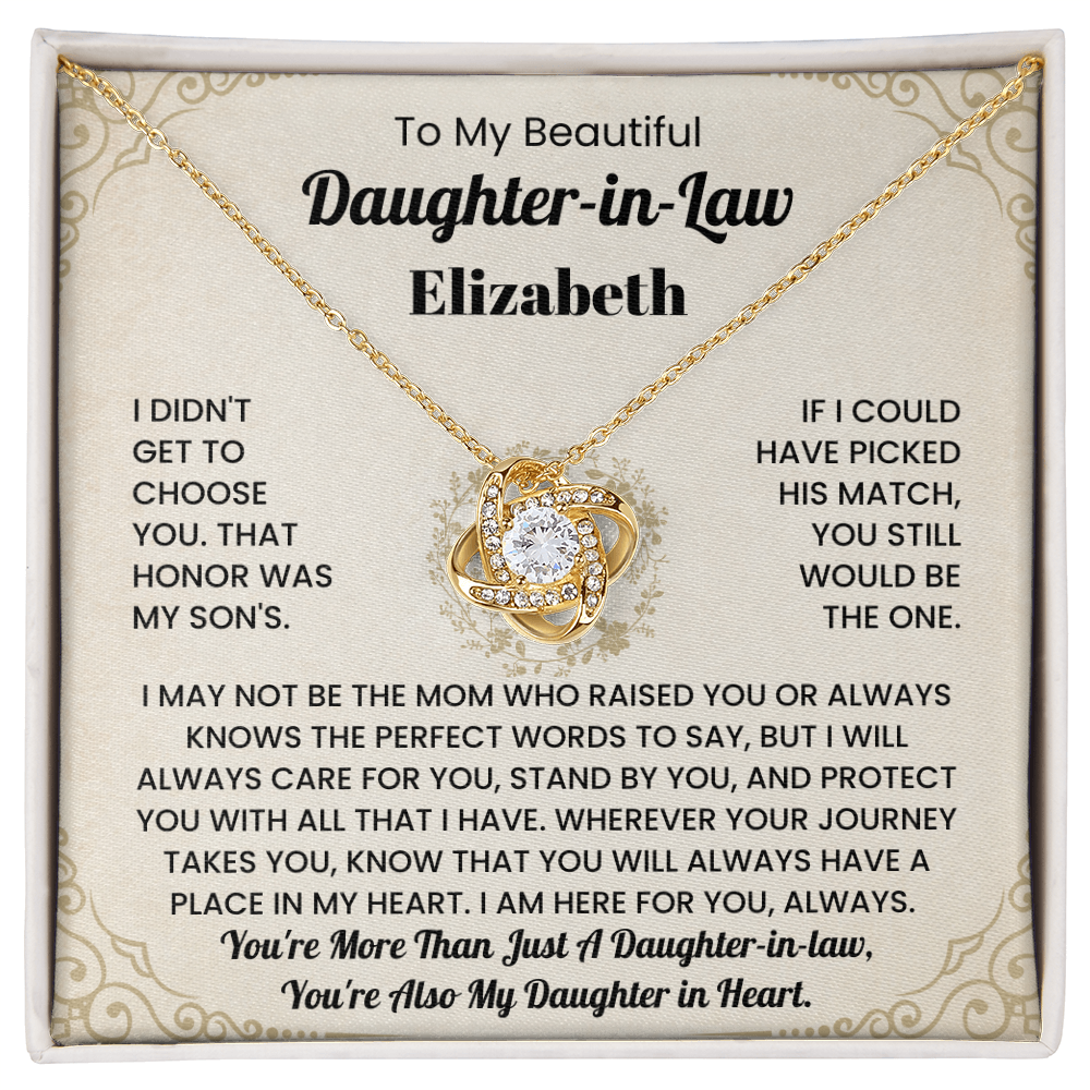 To My Beautiful Daughter-in-Law Personalized Name Necklace.