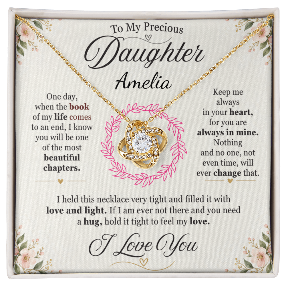 To My Precious Daughter Personalized Name Necklace Set.