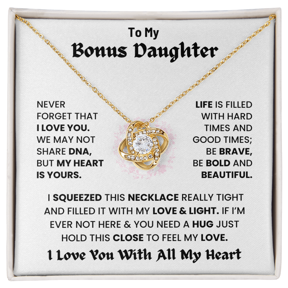 To My Bonus Daughter, I Love You With All My Heart necklace.