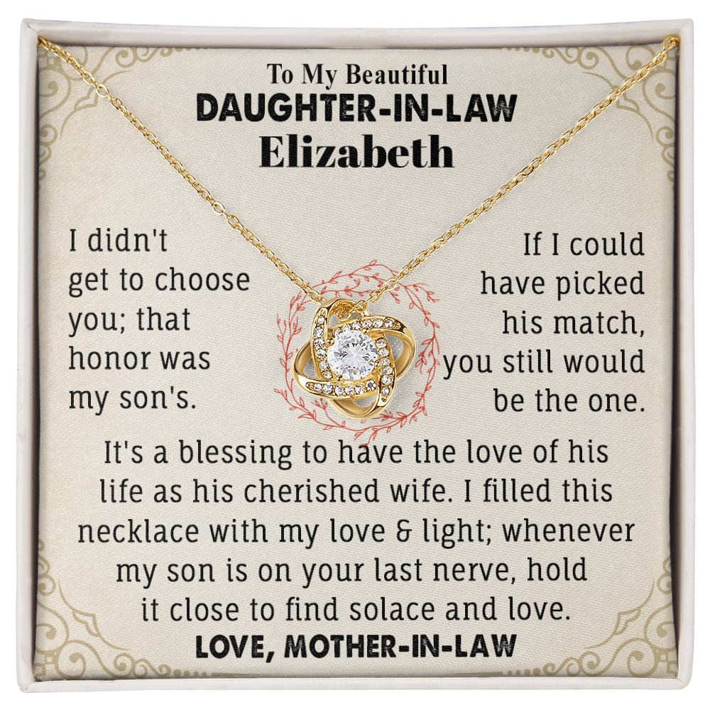 To My Beautiful Daughter-In-Law Personalized Name Necklace.