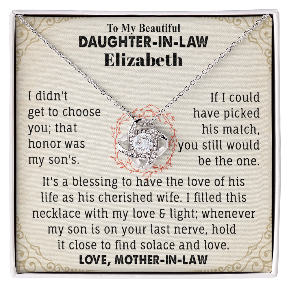 To My Beautiful Daughter-In-Law Personalized Name Necklace.