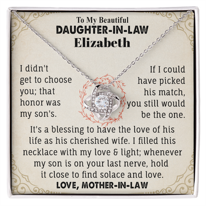 To My Beautiful Daughter-In-Law Personalized Name Necklace.