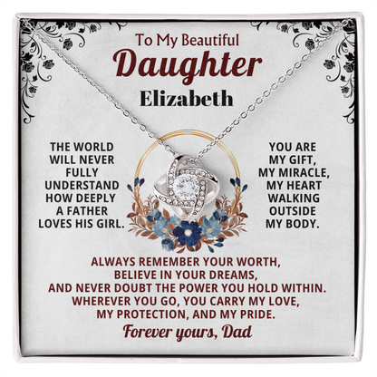 To My Beautiful Daughter Personalized Name Necklace from Dad.