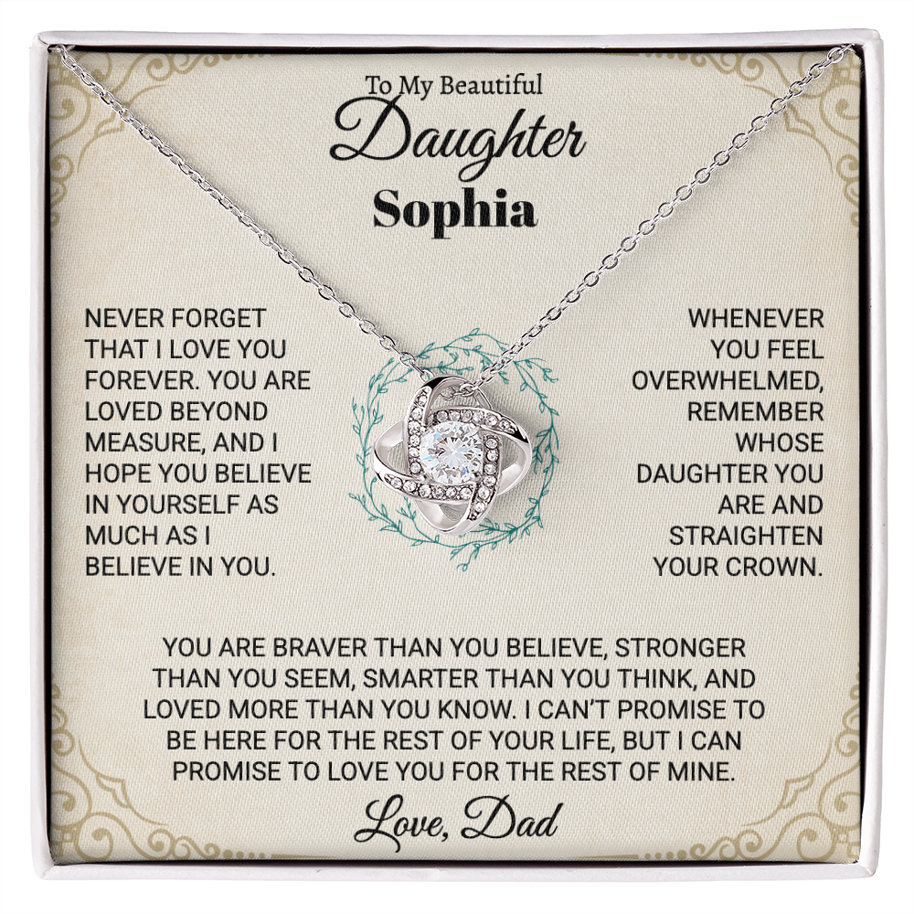 To My Beautiful Daughter Personalized Name Necklace Set.