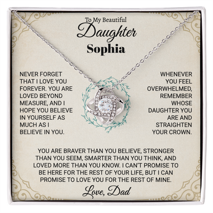 To My Beautiful Daughter Personalized Name Necklace Set.