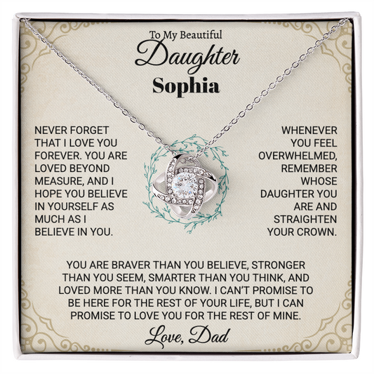To My Beautiful Daughter Personalized Name Necklace Set.