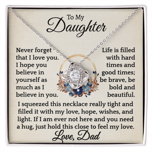 Be bold and beautiful- Love Knot Necklace, Daughter Gift.