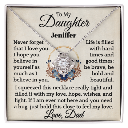 To My Daughter Be Bold and Beautiful | Personalized Name Necklace from Dad.