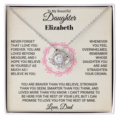 To My Beautiful Daughter Personalized Name Necklace.
