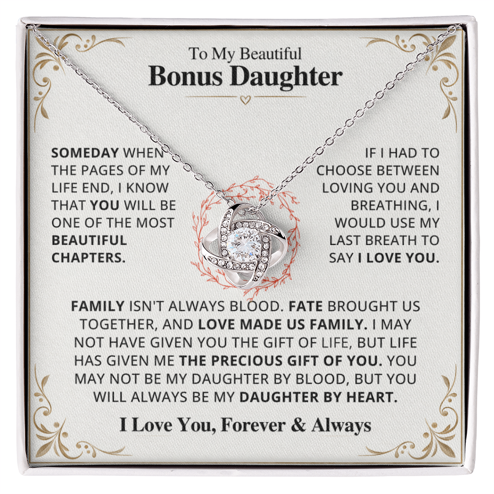 To My Bonus Daughter Necklace Set.
