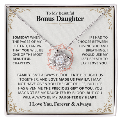 To My Bonus Daughter Necklace Set.