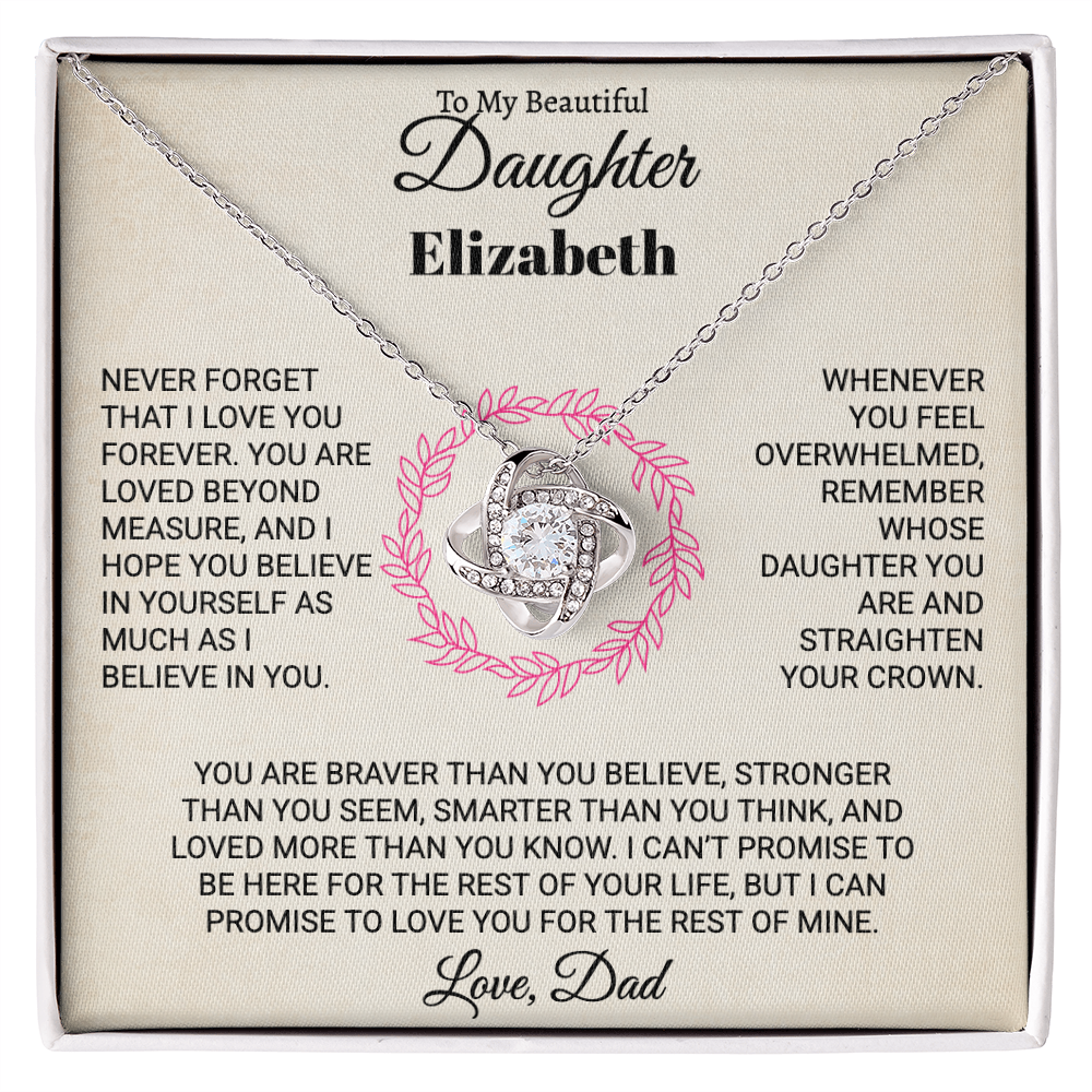 To My Beautiful Daughter Personalized Name Necklace.