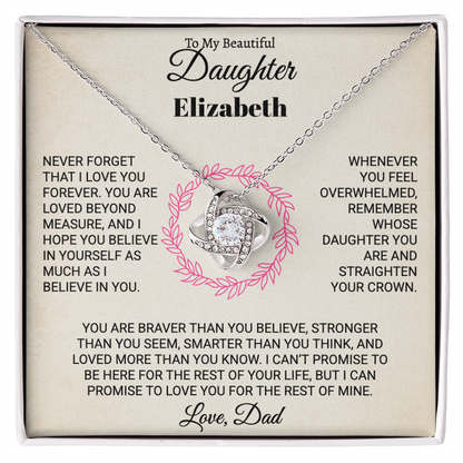 To My Beautiful Daughter Personalized Name Necklace.