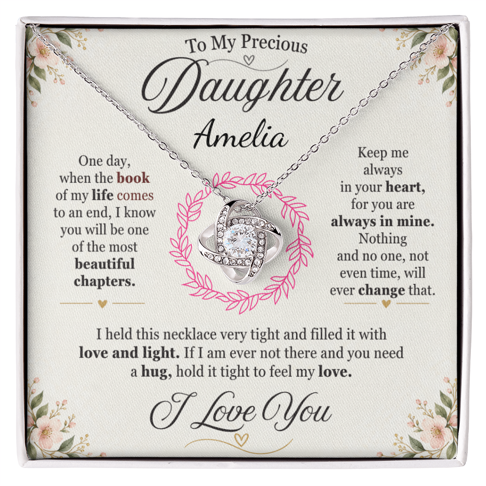 To My Precious Daughter Personalized Name Necklace Set.