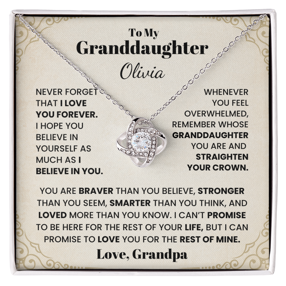 To My Granddaughter Personalized Name Necklace From Grandpa.