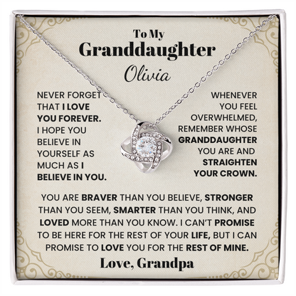 To My Granddaughter Personalized Name Necklace From Grandpa.