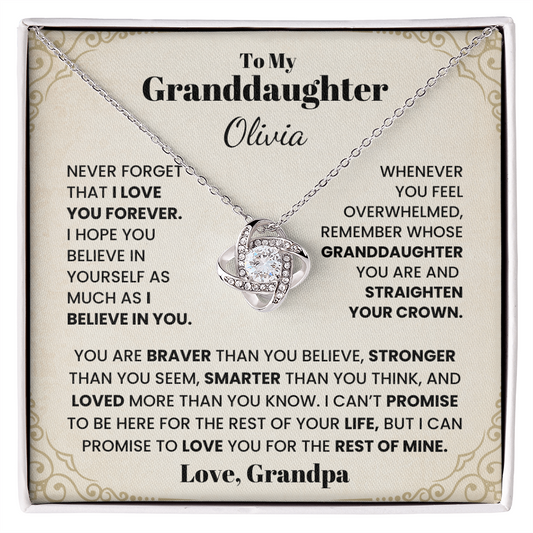 To My Granddaughter Personalized Name Necklace From Grandpa.