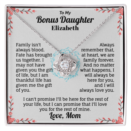 To my Bonus Daughter Personalized Name Necklace.