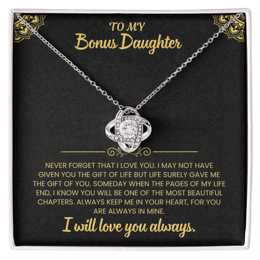 To My Bonus Daughter Necklace Set.