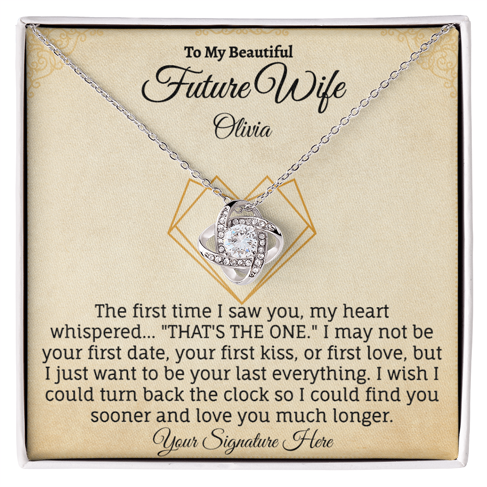 To My Beautiful Future Wife Personalized Name & Signature Necklace.