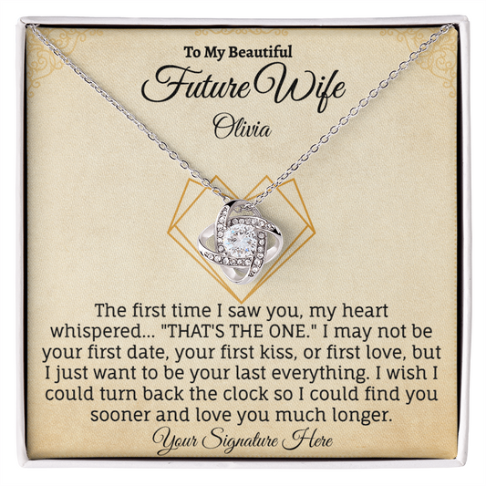 To My Beautiful Future Wife Personalized Name & Signature Necklace.