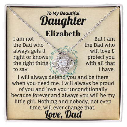 To My Beautiful Daughter Personalised Name  Necklace.