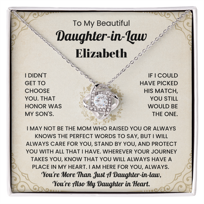 To My Beautiful Daughter-in-Law Personalized Name Necklace.