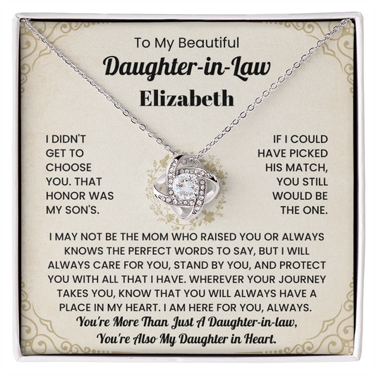 To My Beautiful Daughter-in-Law Personalized Name Necklace.