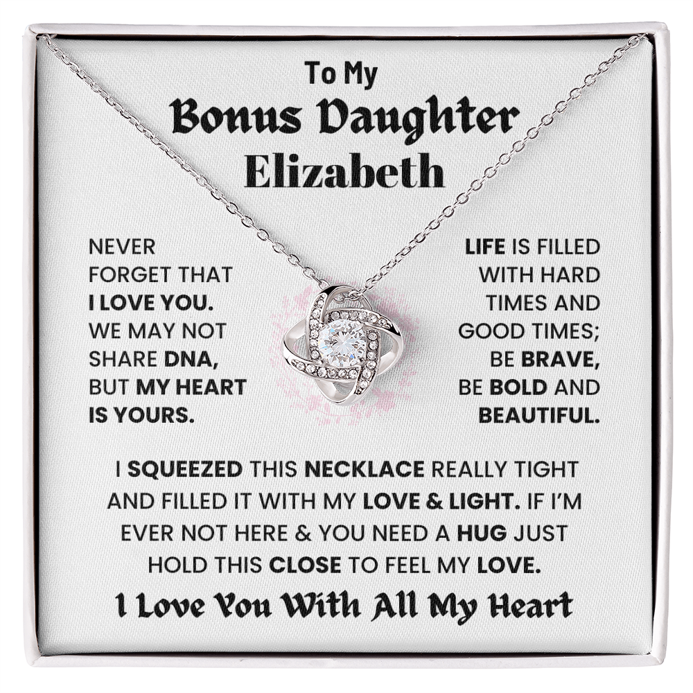 To My Bonus Daughter, I Love You With All My Heart necklace.