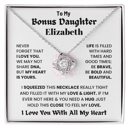 To My Bonus Daughter, I Love You With All My Heart necklace.