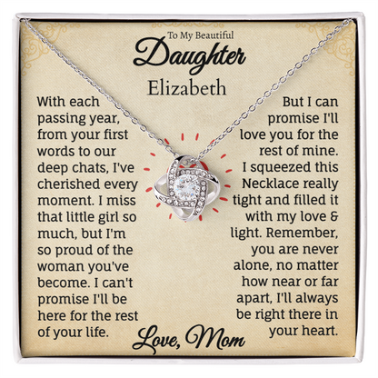 To My Beautiful Daughter Personalized Name Necklace from Mom.