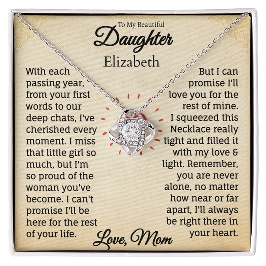 To My Beautiful Daughter Personalized Name Necklace from Mom.