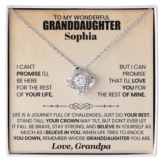 To My Wonderful Granddaughter Personalized Necklace.