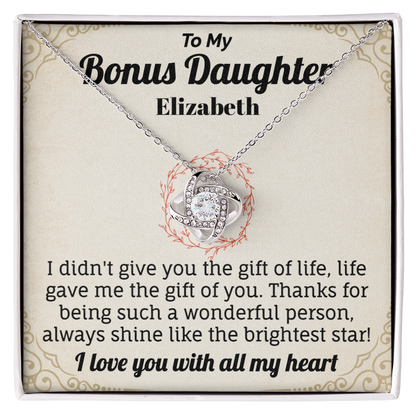 To My Bonus Daughter I Love You With All My Heart Personalized Necklace.