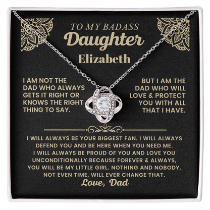 To My Badass Daughter Personalized Name Necklace.