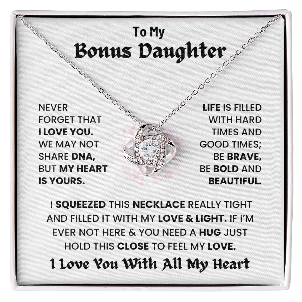To My Bonus Daughter, I Love You With All My Heart necklace.