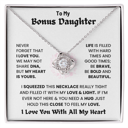 To My Bonus Daughter, I Love You With All My Heart necklace.
